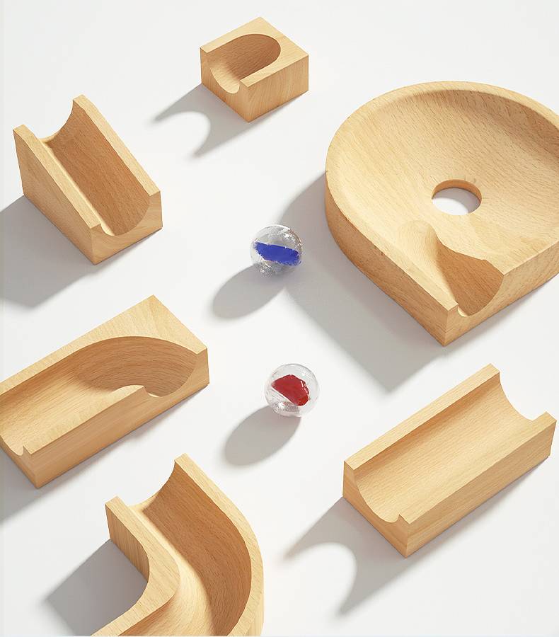 MontessoriLernwelt Murmelbahn Holz – Montessori Kugelbahn Spielzeug für Kinder