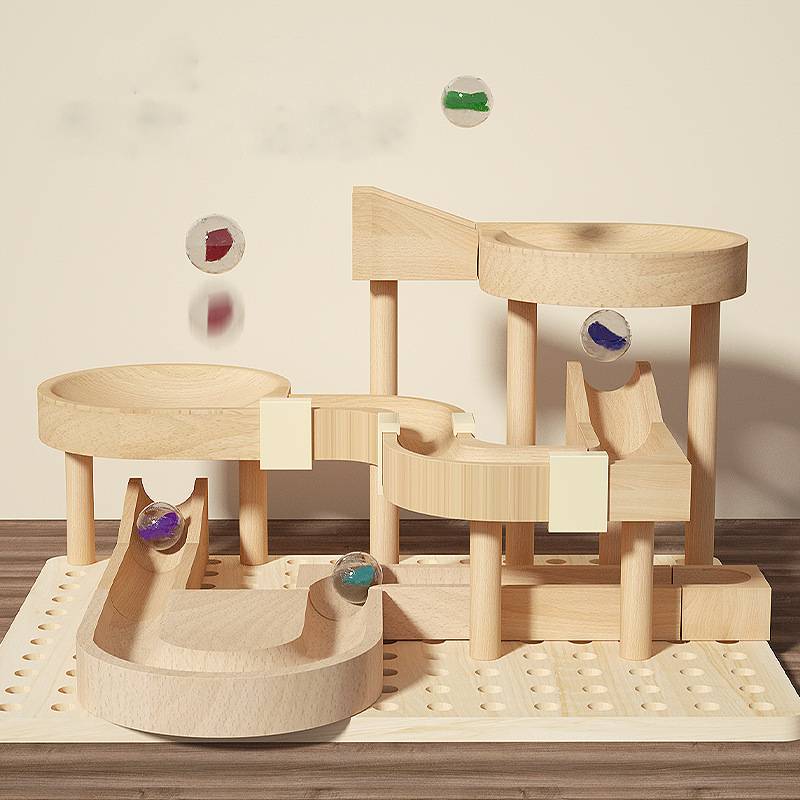 MontessoriLernwelt Murmelbahn Holz – Montessori Kugelbahn Spielzeug für Kinder